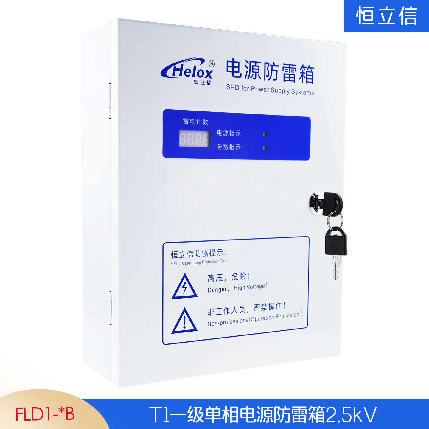 恒立信单相电220V一级电源防雷箱（12.5kA-200kA）T1试验 FLD1-*B