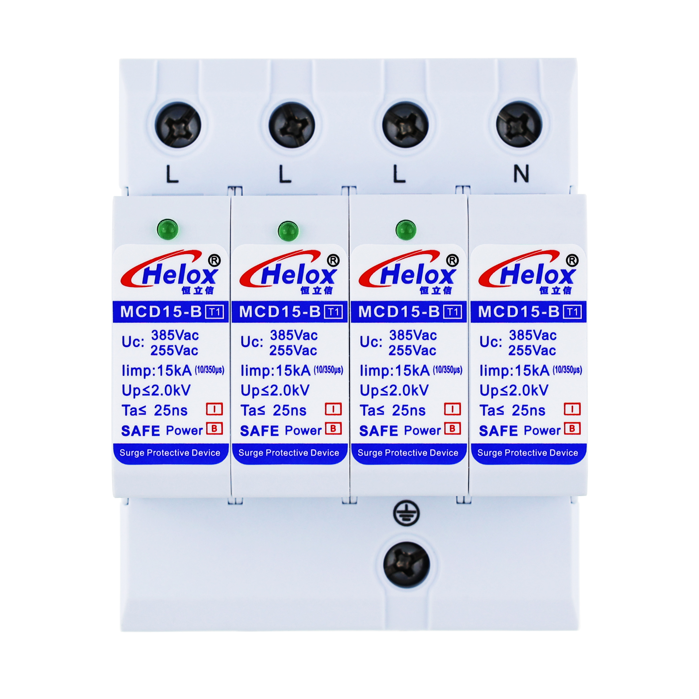 恒立信三相电380V一级电源防雷模块（12.5kA-120kA）4P T1试验 2.0kV MCD*-B 带指示灯