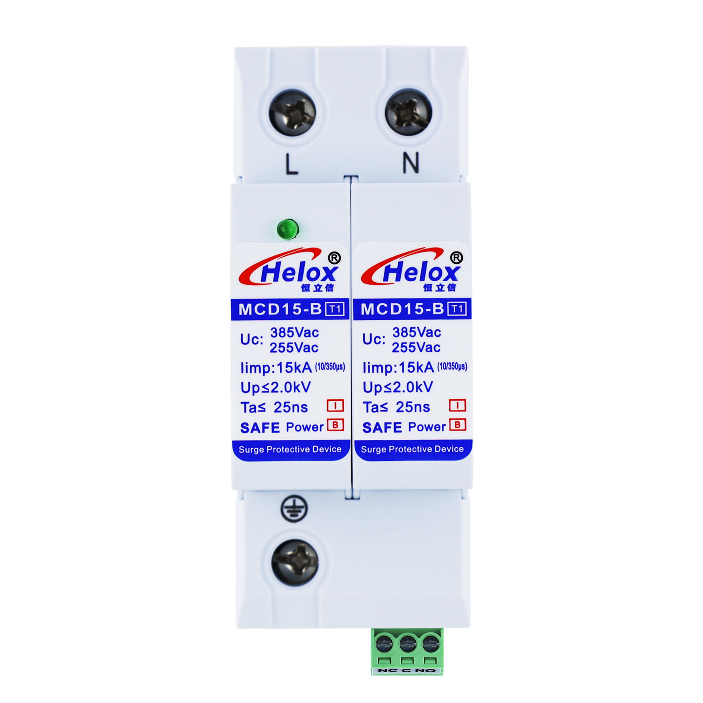 恒立信单相电220V一级电源防雷模块（15kA-100kA）T1试验 MCD*-B  遥信FS